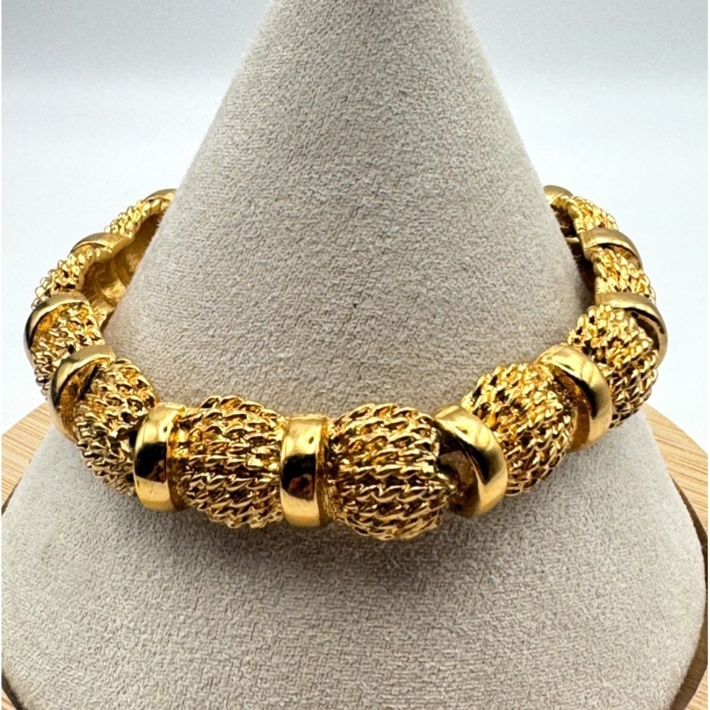 Vintage Monet Bracelet Gold Tone Pineapple Ball Link Mid Century